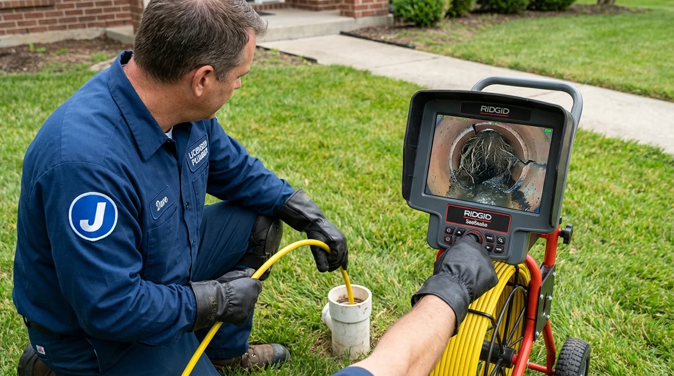 Sewer camera inspection being performed by Johns Plumbing LLC in Cushing